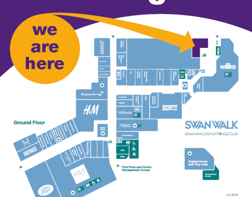 May of Swan Walk showing location of Horsham Wellbeing Hub